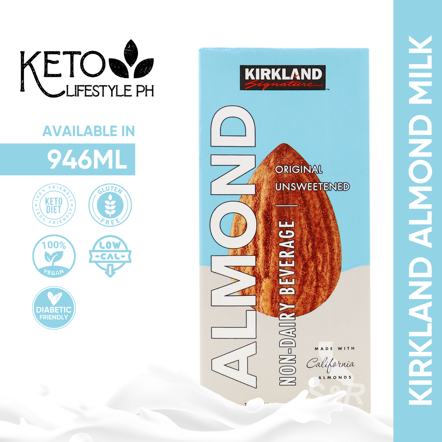 Kirkland Almond Milk Unsweetened Original & Vanilla (Keto Approved)