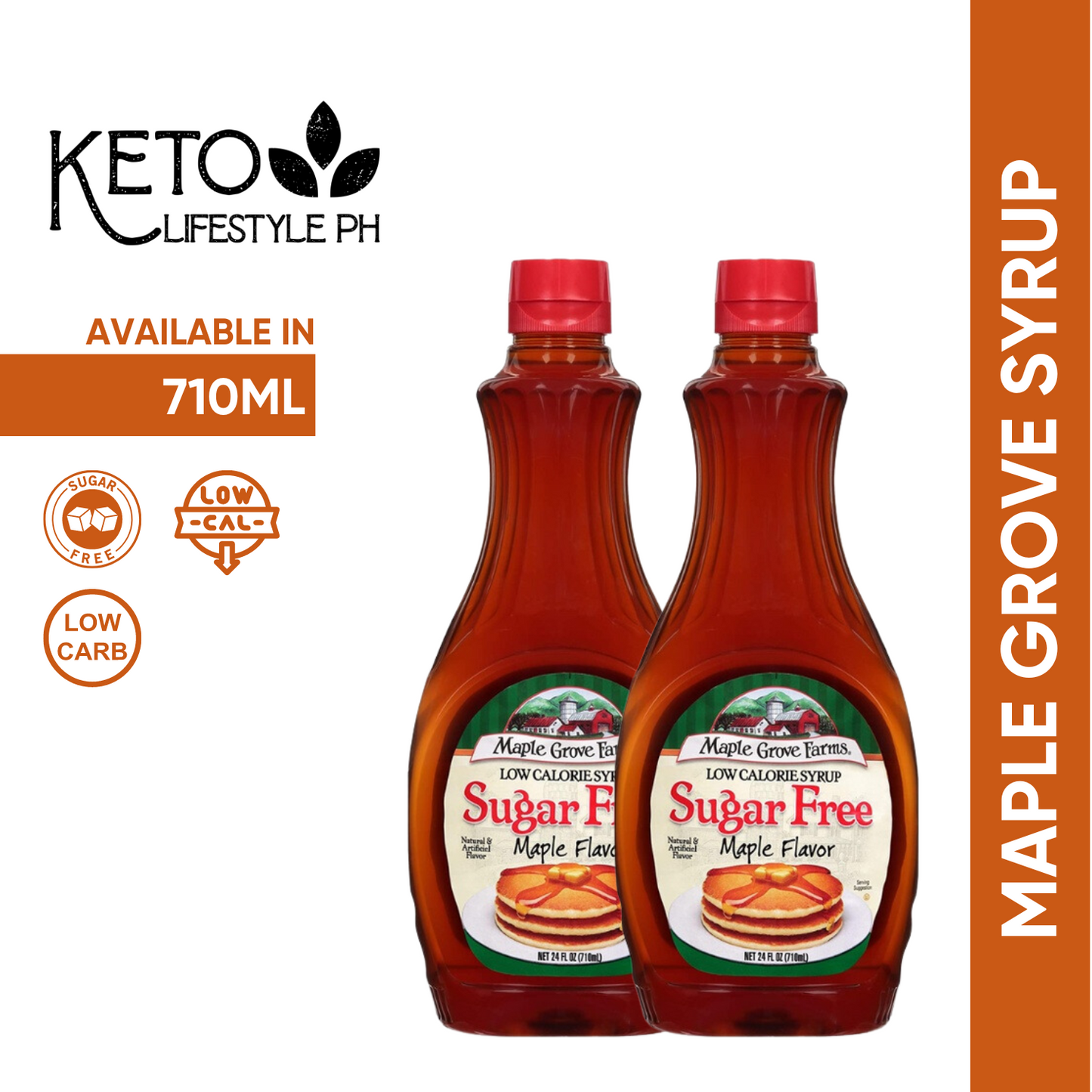 Maple Grove SUGAR-FREE Pancake Syrup 710ml BIG SIZE (SUGAR FREE/GLUTEN-FREE/LOW CALORIES)