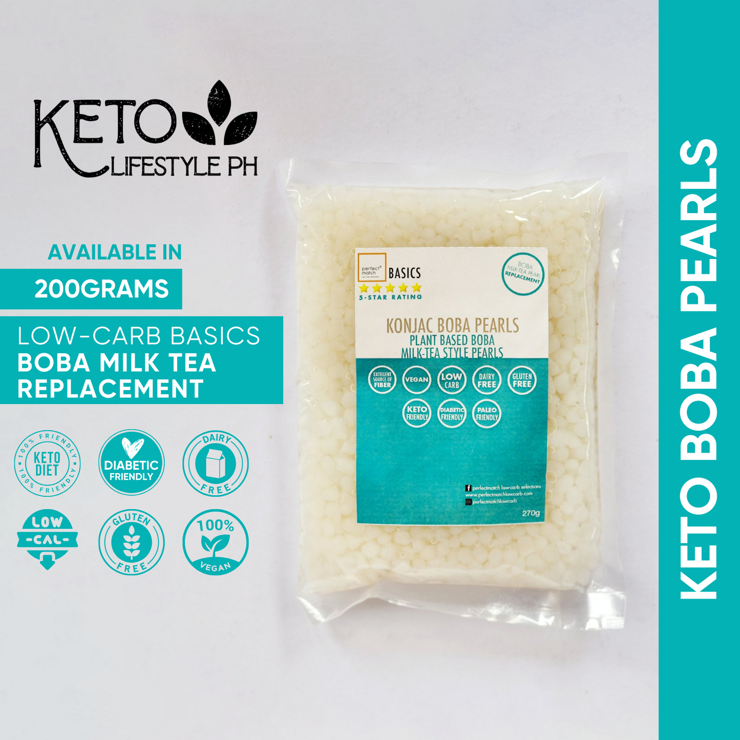 Shirataki Konjac Boba Milktea Pearls 270g (Excellent Source of Fiber)