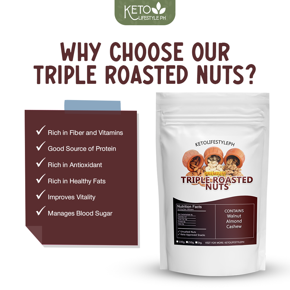 Roasted Triple Mixed Nuts (Unsalted/Ready to Eat/keto snacks) 100grams/250grams