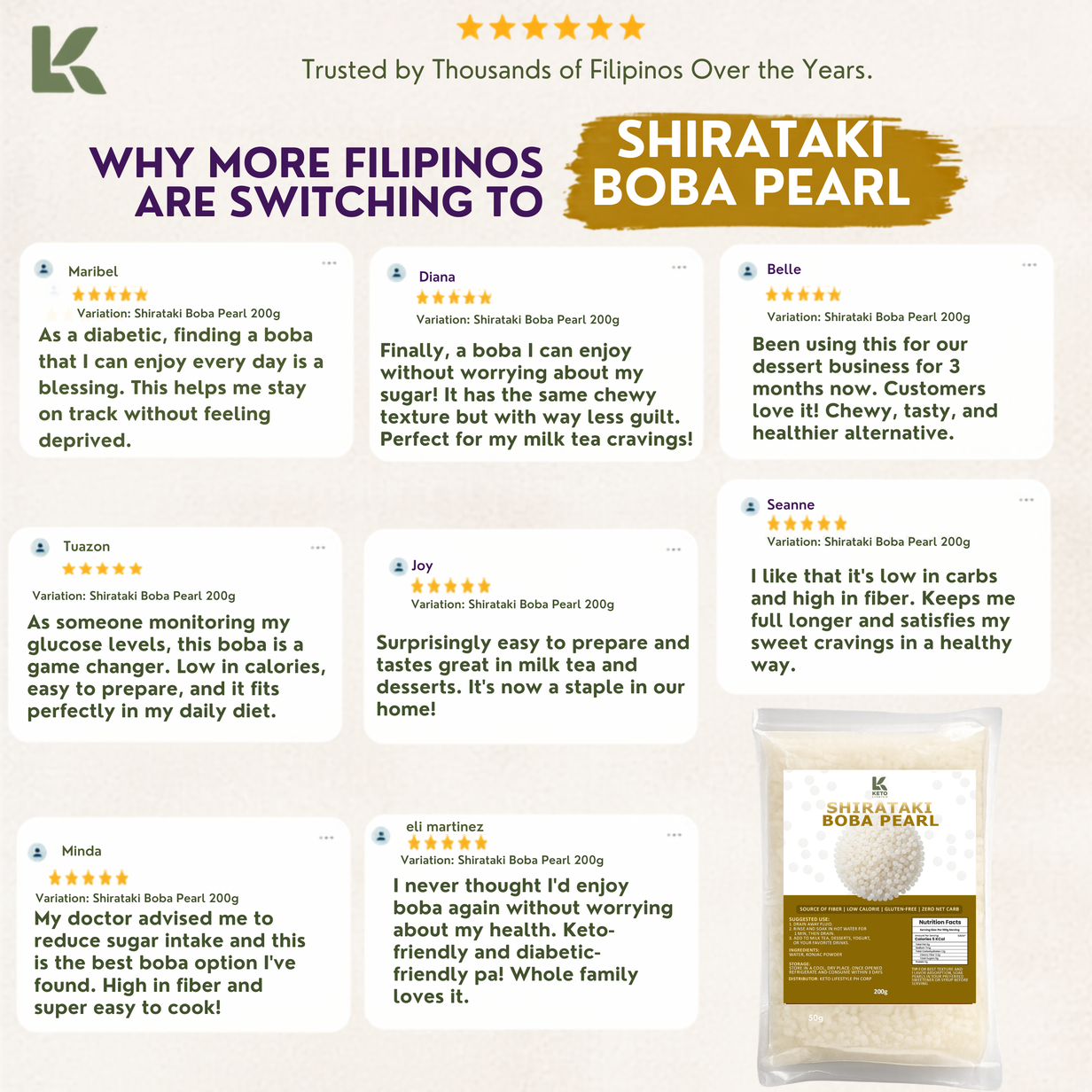 Shirataki Konjac Boba Milktea Pearls 270g (Excellent Source of Fiber)