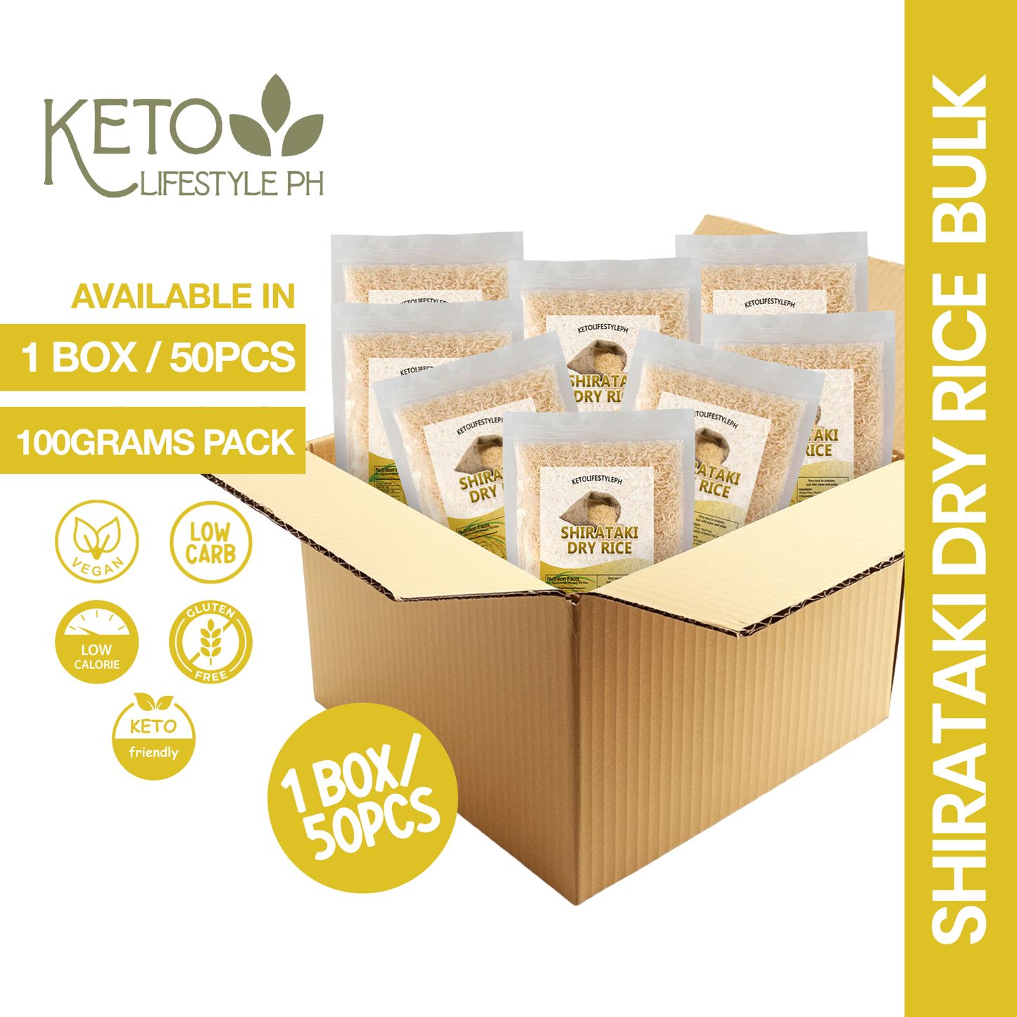 Shirataki Dry Rice 50pcs – Low Carb | Keto Friendly | Konjac Rice | Gluten-Free
