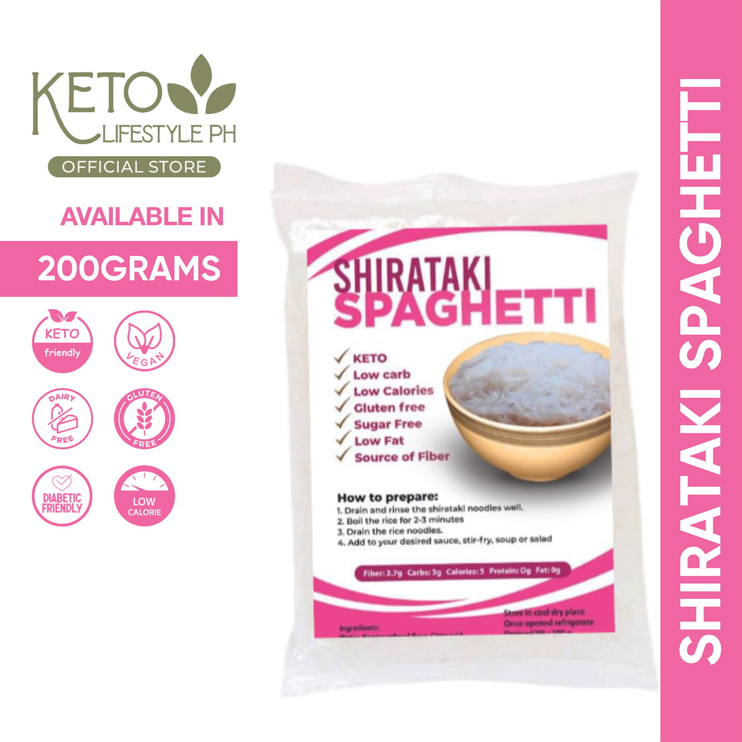 Shirataki Spaghetti 200grams ( Zero Carb/Zero Calories/ Weight & Fat Loss)