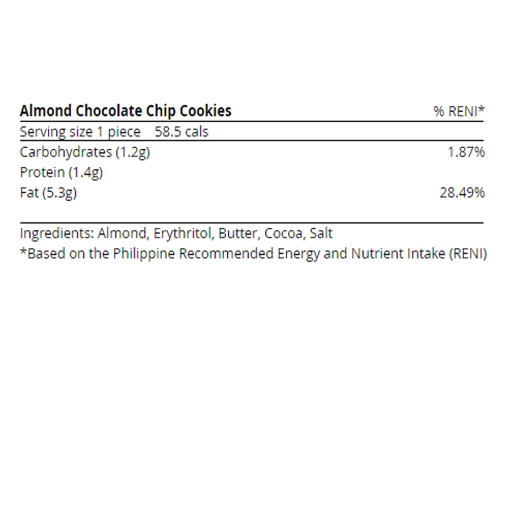 KETO Almond Choco chips Cookies 12pcs (SUGAR FREE/GUILT FREE)