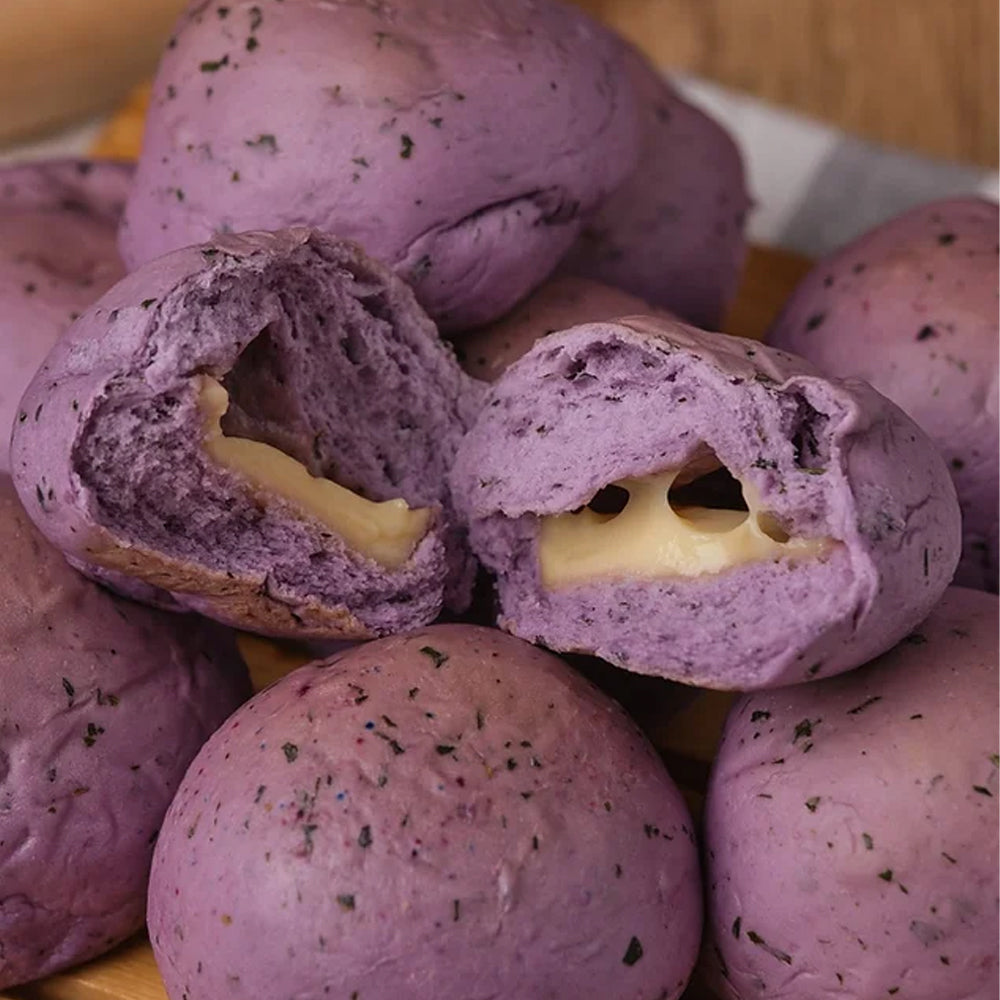 Ube Cheese Almond Spinach Pandesal 8pcs/1pack (Sugar-Free/Low-carb)