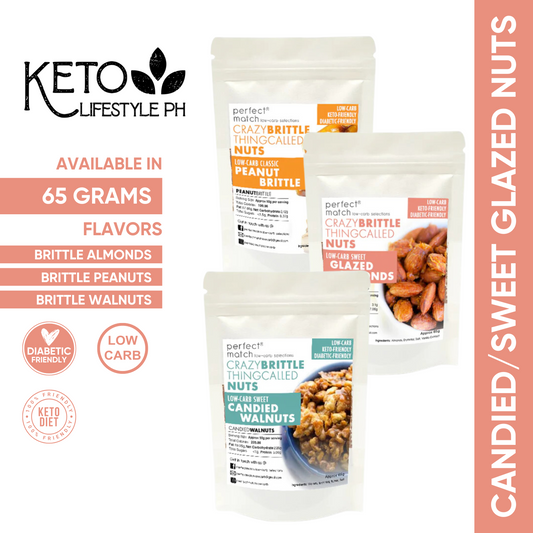 KETO Brittle|Candied Almonds & Walnuts 65g (SUGAR-FREE/LOW-CARB/DIABETIC FRIENDLY)