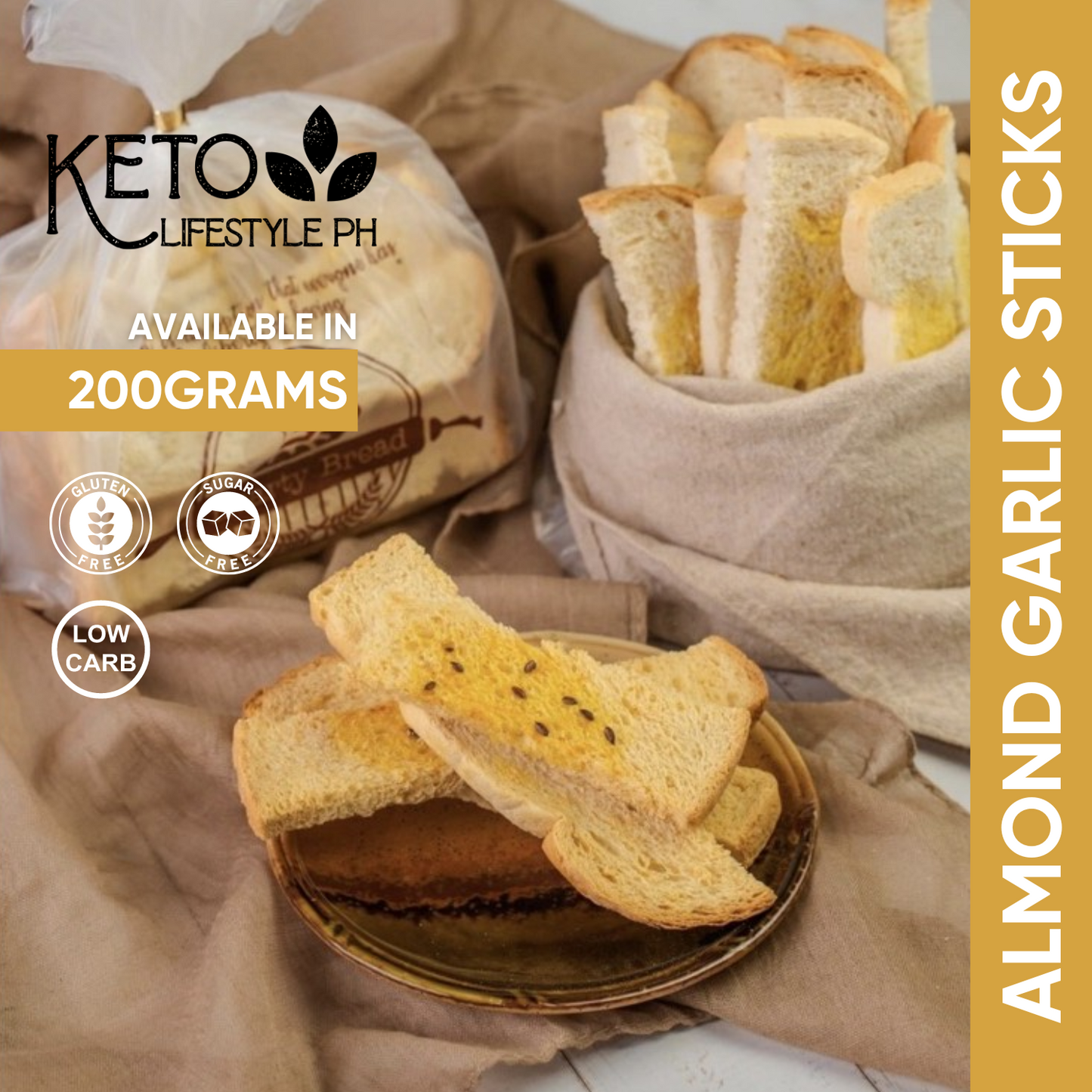 Almond Garlic Bread sticks GLUTEN-FREE/SUGAR FREE/GUILT FREE SNACKS