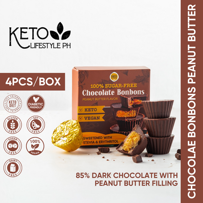 Keto Kusina Chocolate PEANUT BUTTER BONBONS (4pcs individually wrapped 70grms)