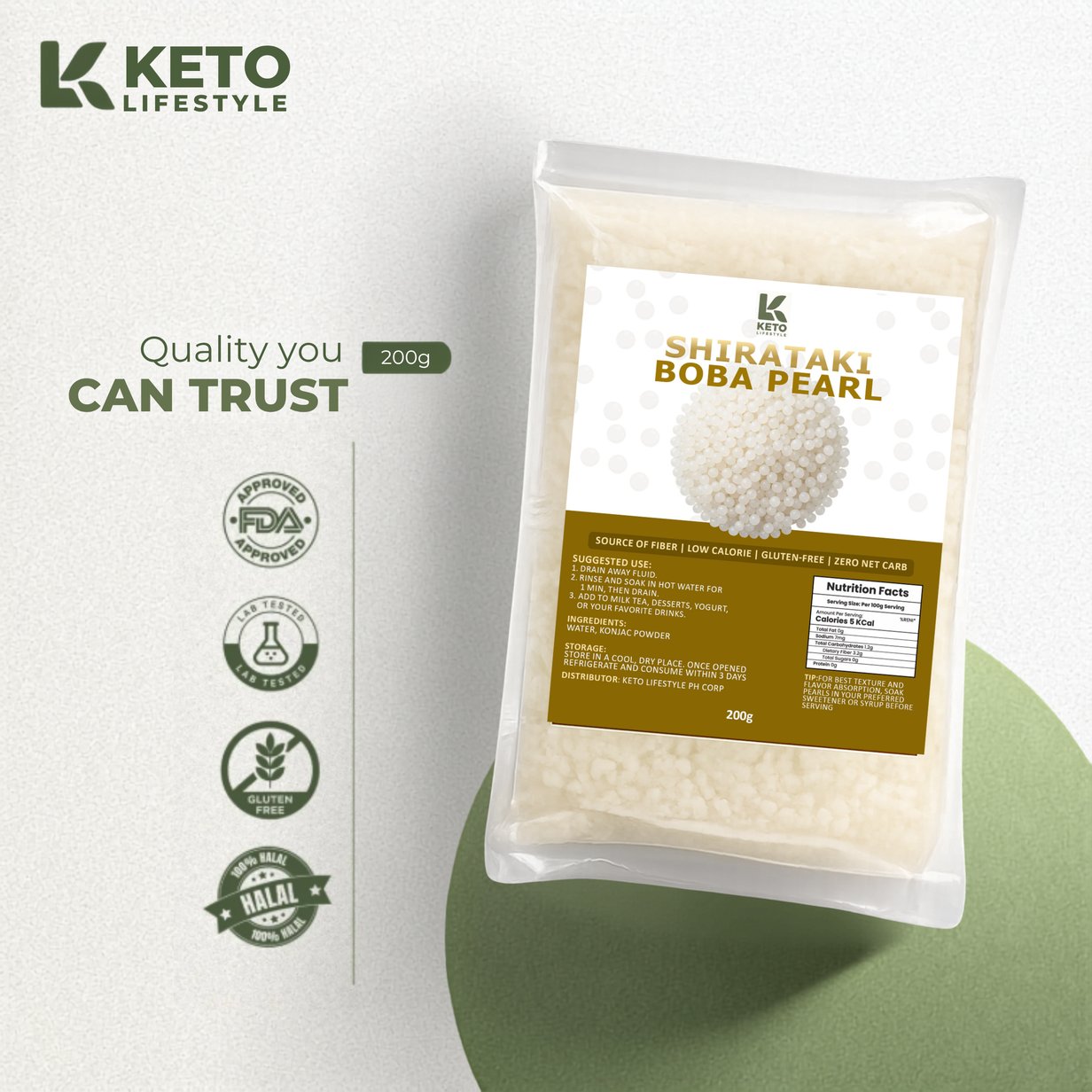 Shirataki Konjac Boba Milktea Pearls 270g (Excellent Source of Fiber)