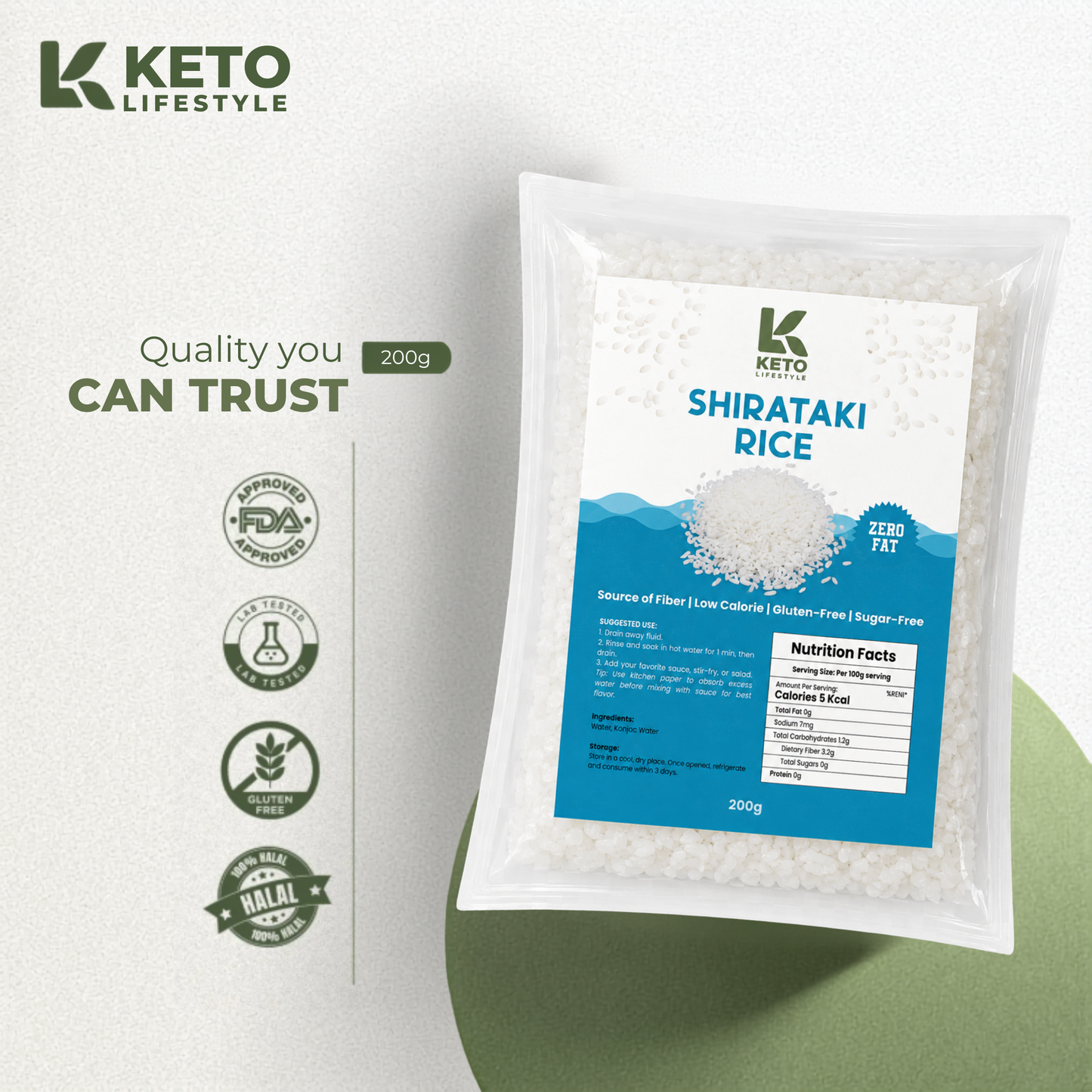Shirataki Wet Rice 200grams (Rice Substitute/Zero Carb/Zero Calorie/Weight & Fat Loss)