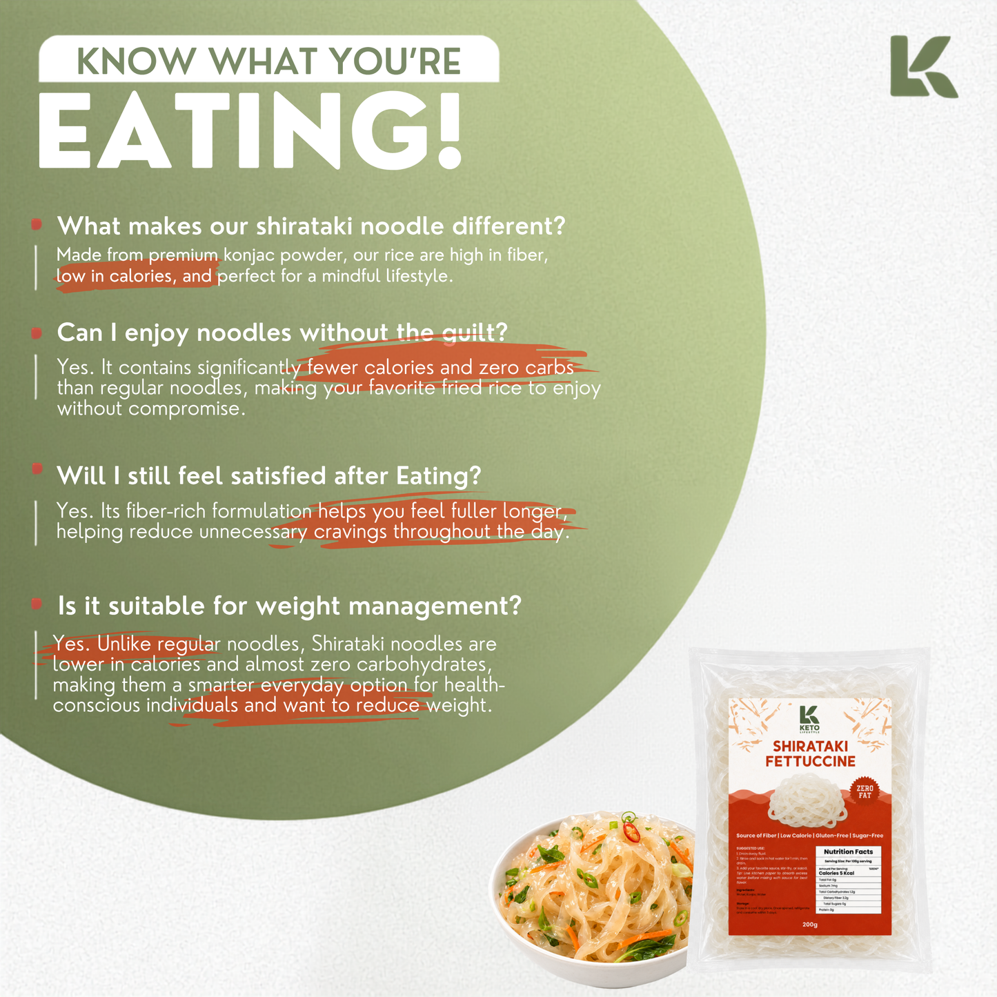 Shirataki Fettucine Noodles 200g (KETO/Diabetic Friendly/Low Carb)