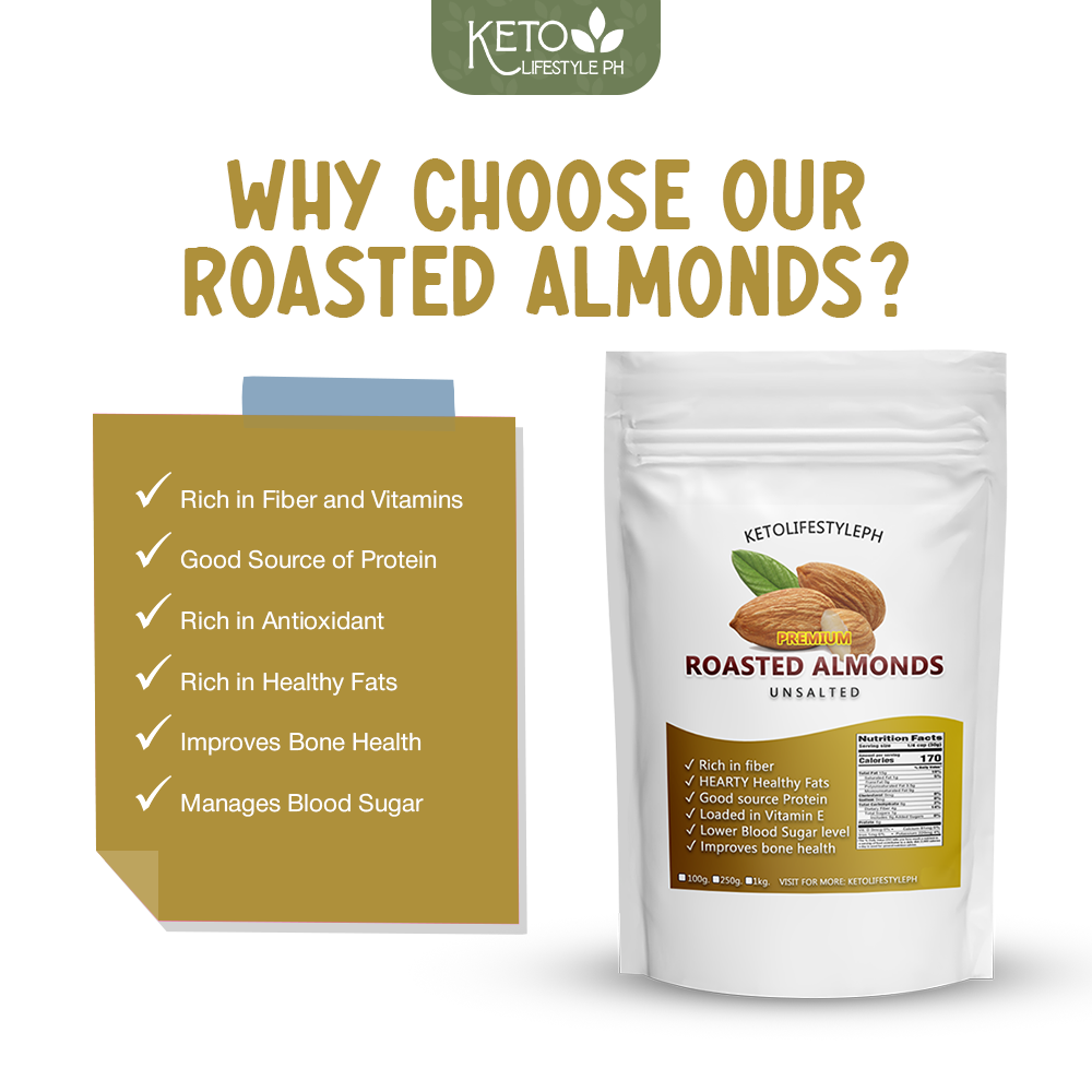 Roasted Almond Nuts 100g/250g (Unsalted/Ready to Eat)