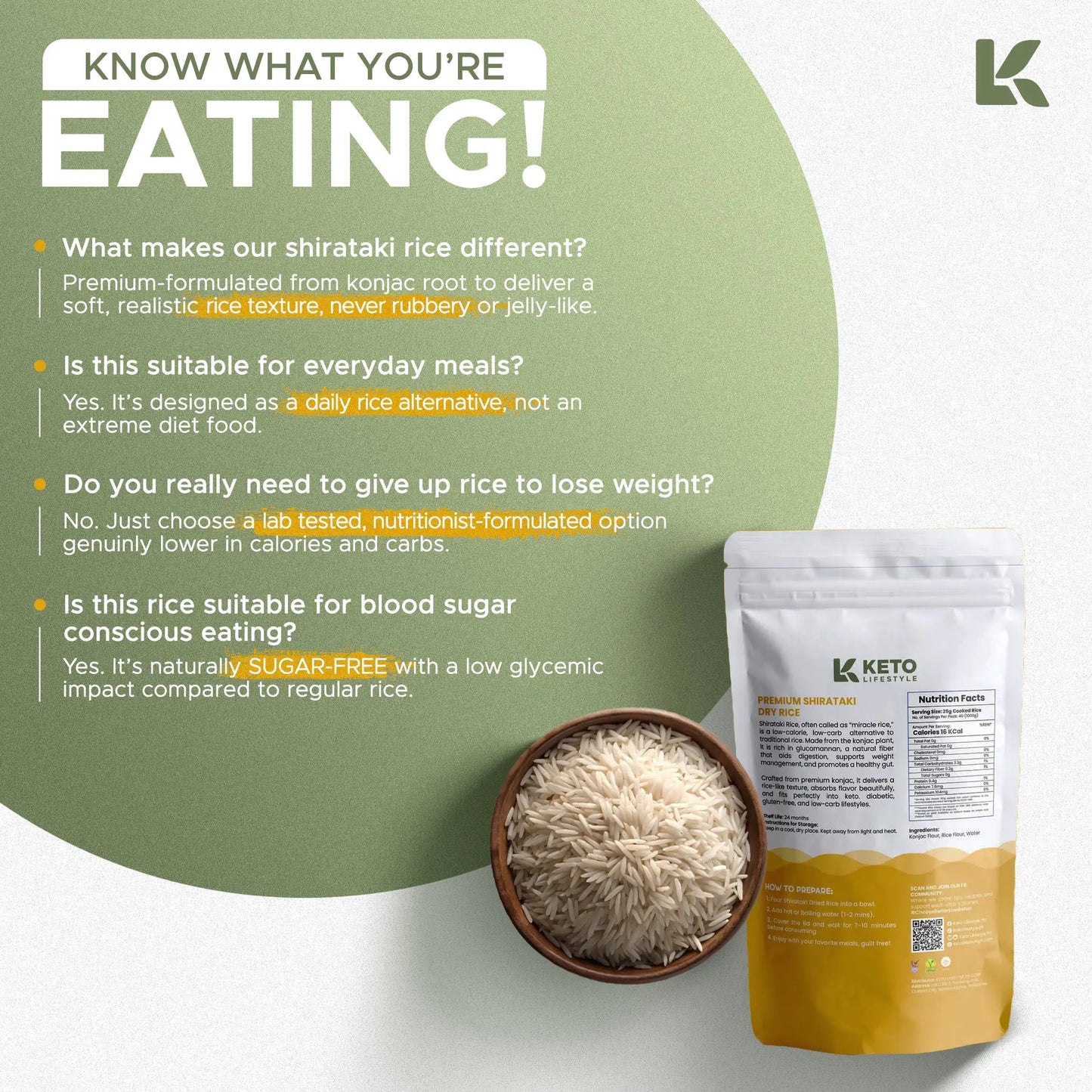 Dry | Dried Shirataki Rice Konjac (Low-carb/Low Calorie)