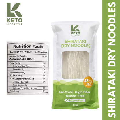 Shirataki Dry Noodles - Low Calorie, Low Carb, and Gluten-Free (80g)