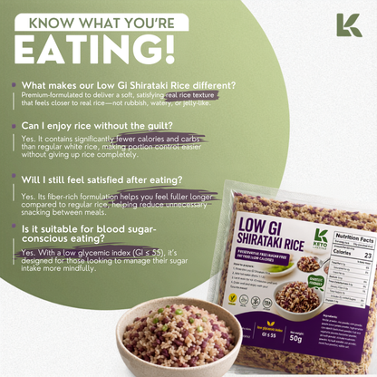 Low GI Shirataki Rice | Diabetic Friendly Rice Alternative | High Fiber | GI ≤ 55