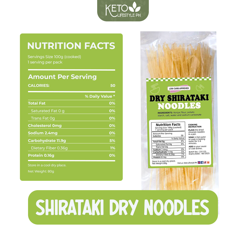 Shirataki Dry Noodles - Low Calorie, Low Carb, and Gluten-Free (80g)