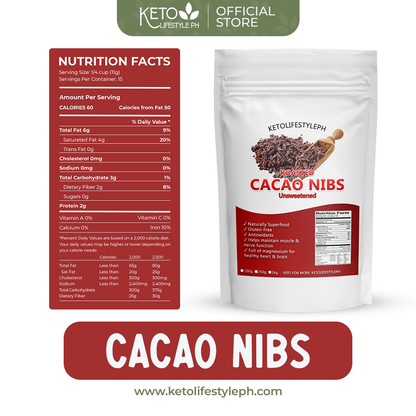 Roasted Cacao Nibs 100grams (Unsweetened/Keto Approved)