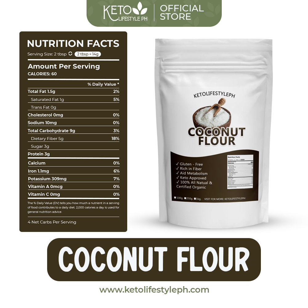 Organic Coconut Flour 250g/1kg (Superfood/Keto Approved/Gluten-Free/Non GMO)