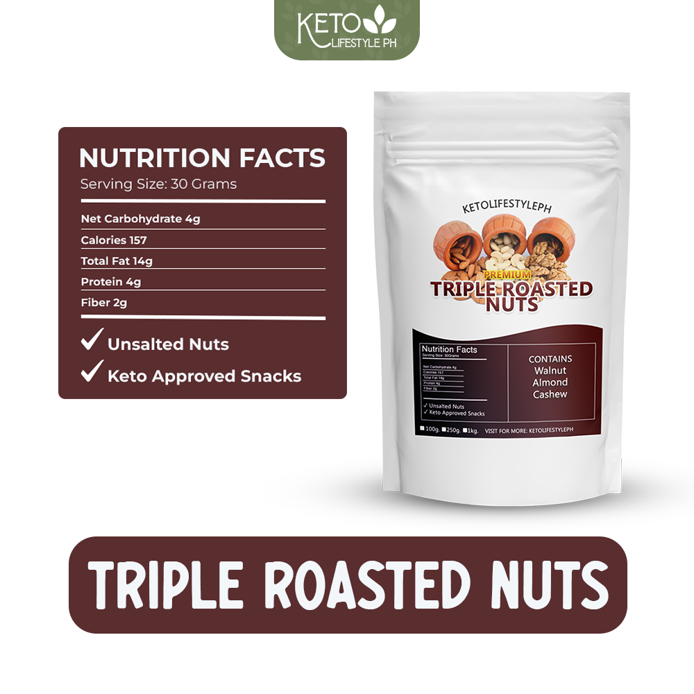 Roasted Triple Mixed Nuts (Unsalted/Ready to Eat/keto snacks) 100grams/250grams