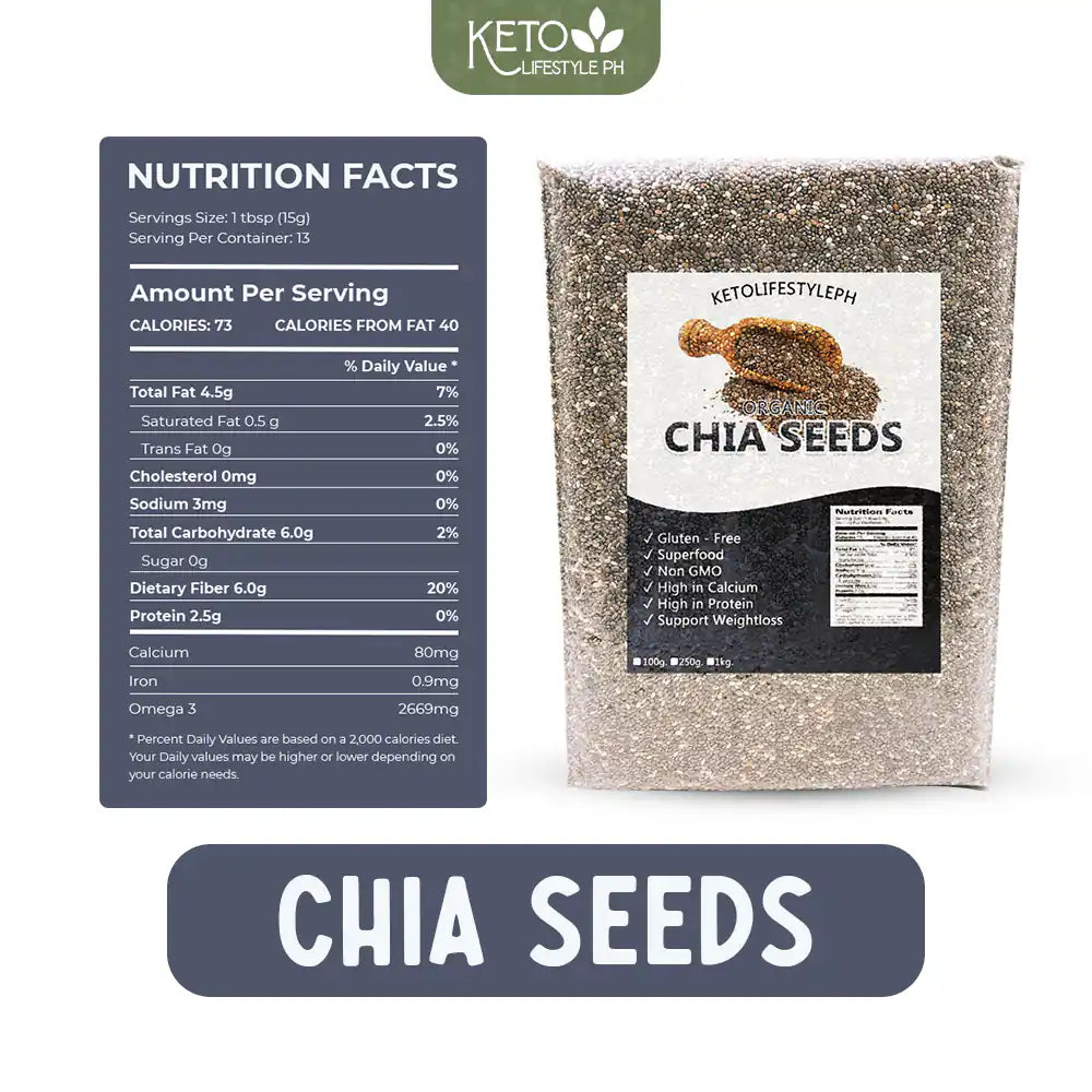 Organic Black CHIA Seeds 100g-250g (Keto/Low-carb/Superfood)