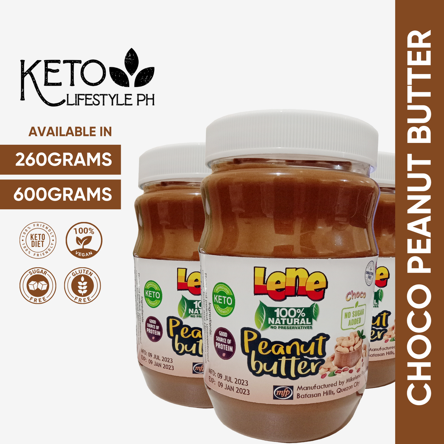 CHOCO Peanut Butter 260g/600g (SUGAR FREE/KETO APPROVED/DIABETIC FRIENDLY)