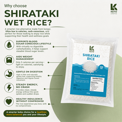 Shirataki Wet Rice 200grams (Rice Substitute/Zero Carb/Zero Calorie/Weight & Fat Loss)
