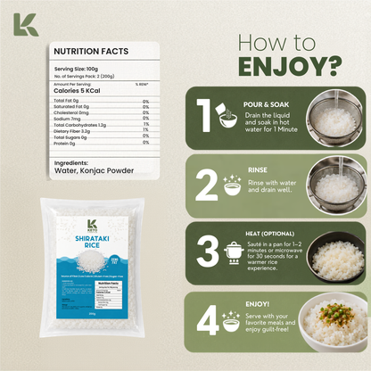 Shirataki Wet Rice 200grams (Rice Substitute/Zero Carb/Zero Calorie/Weight & Fat Loss)