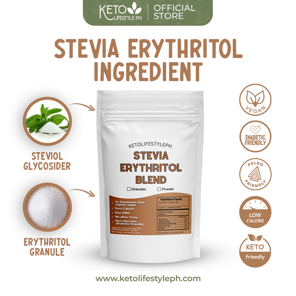 Stevia w/ Erythritol Blend Granules (Low-Carb/Low-Calorie/Diabetic Sweetener)