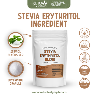Stevia w/ Erythritol Blend Granules (Low-Carb/Low-Calorie/Diabetic Sweetener)
