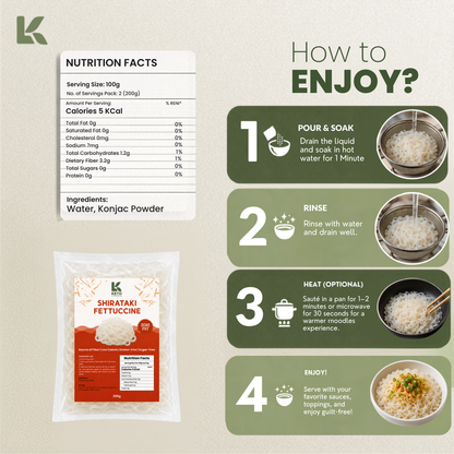Shirataki Fettucine Noodles 200g (KETO/Diabetic Friendly/Low Carb)