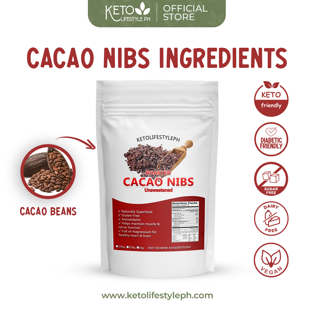Roasted Cacao Nibs 100grams (Unsweetened/Keto Approved)