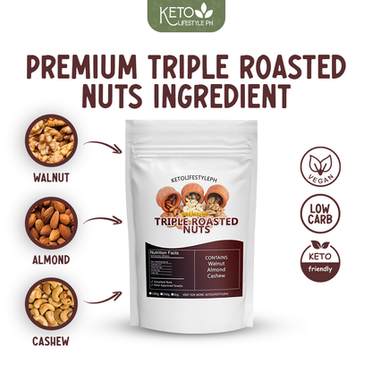 Roasted Triple Mixed Nuts (Unsalted/Ready to Eat/keto snacks) 100grams/250grams