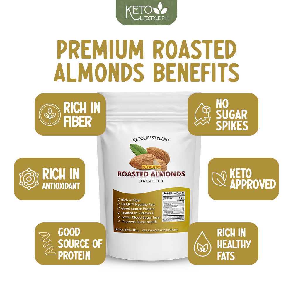 Roasted Almond Nuts 100g/250g (Unsalted/Ready to Eat)