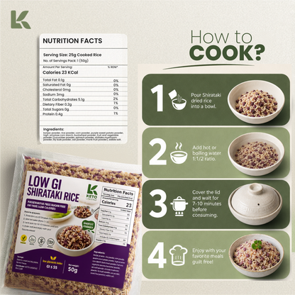 Low GI Shirataki Rice | Diabetic Friendly Rice Alternative | High Fiber | GI ≤ 55
