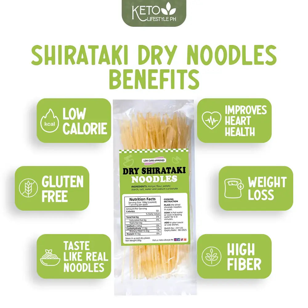 Shirataki Dry Noodles - Low Calorie, Low Carb, and Gluten-Free (80g)