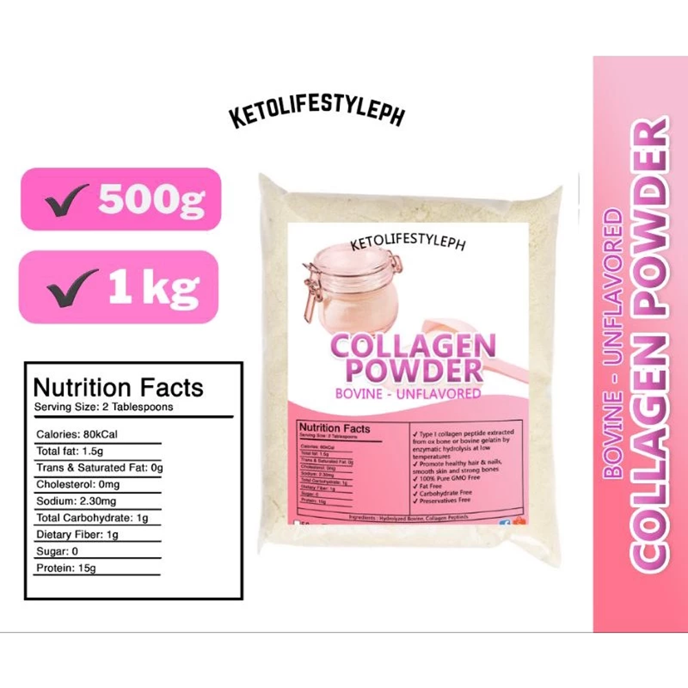 Collagen Powder 500g/1kg (Unflavored/Bovine/Keto & Low-carb Approved)