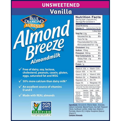 Almond Milk Unsweetened Vanilla 1 Liter (keto Approved/Low Calories)