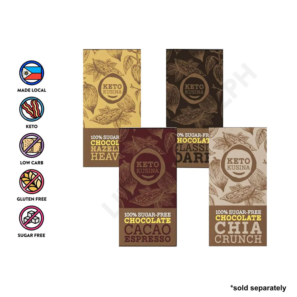 Keto Kusina Chocolate Bars & Choclettes (100% SUGAR-FREE/DIABETIC APPROVED/KETO APPROVED)