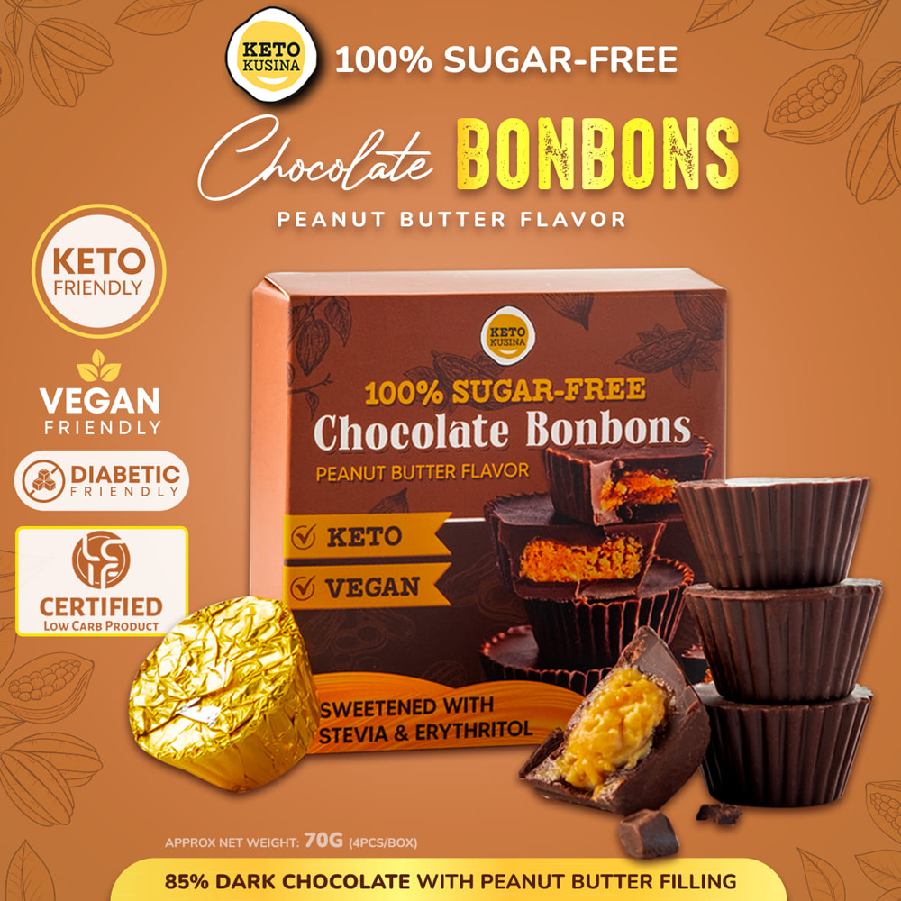 Keto Kusina Chocolate PEANUT BUTTER BONBONS (4pcs individually wrapped 70grms)