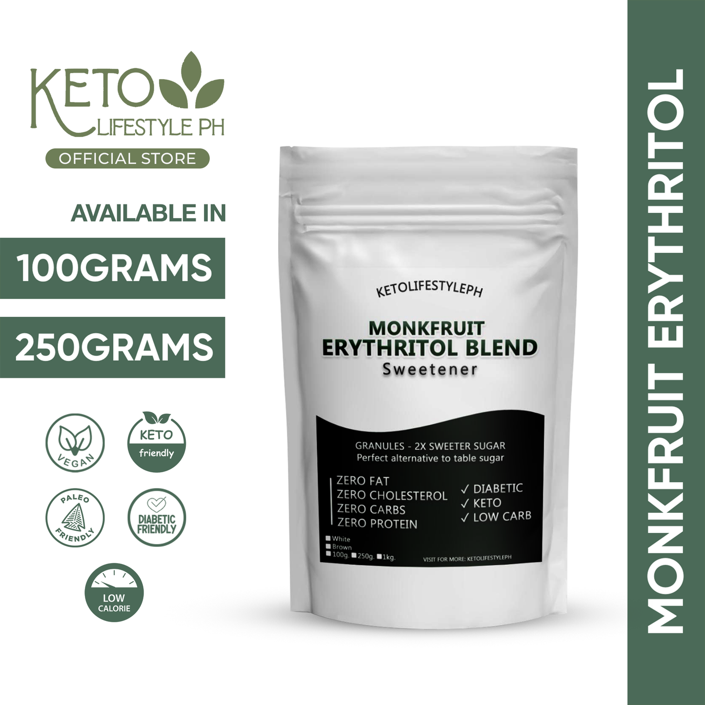 Brown and White MonkFruit Sweetener - Ideal for Low-Carb/Diabetic Diets