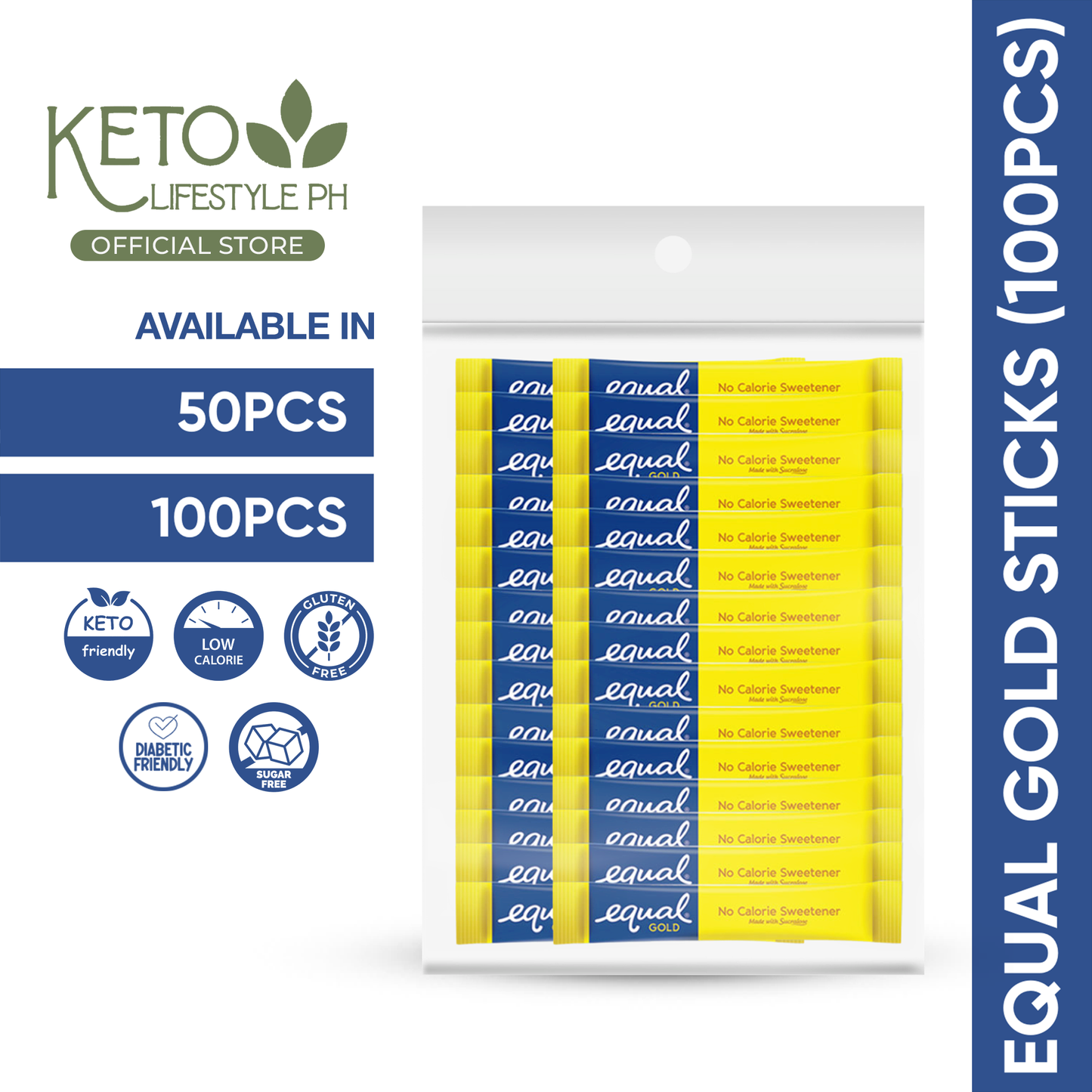Equal Gold 100pcs/50pcs Keto Approved Sweetener