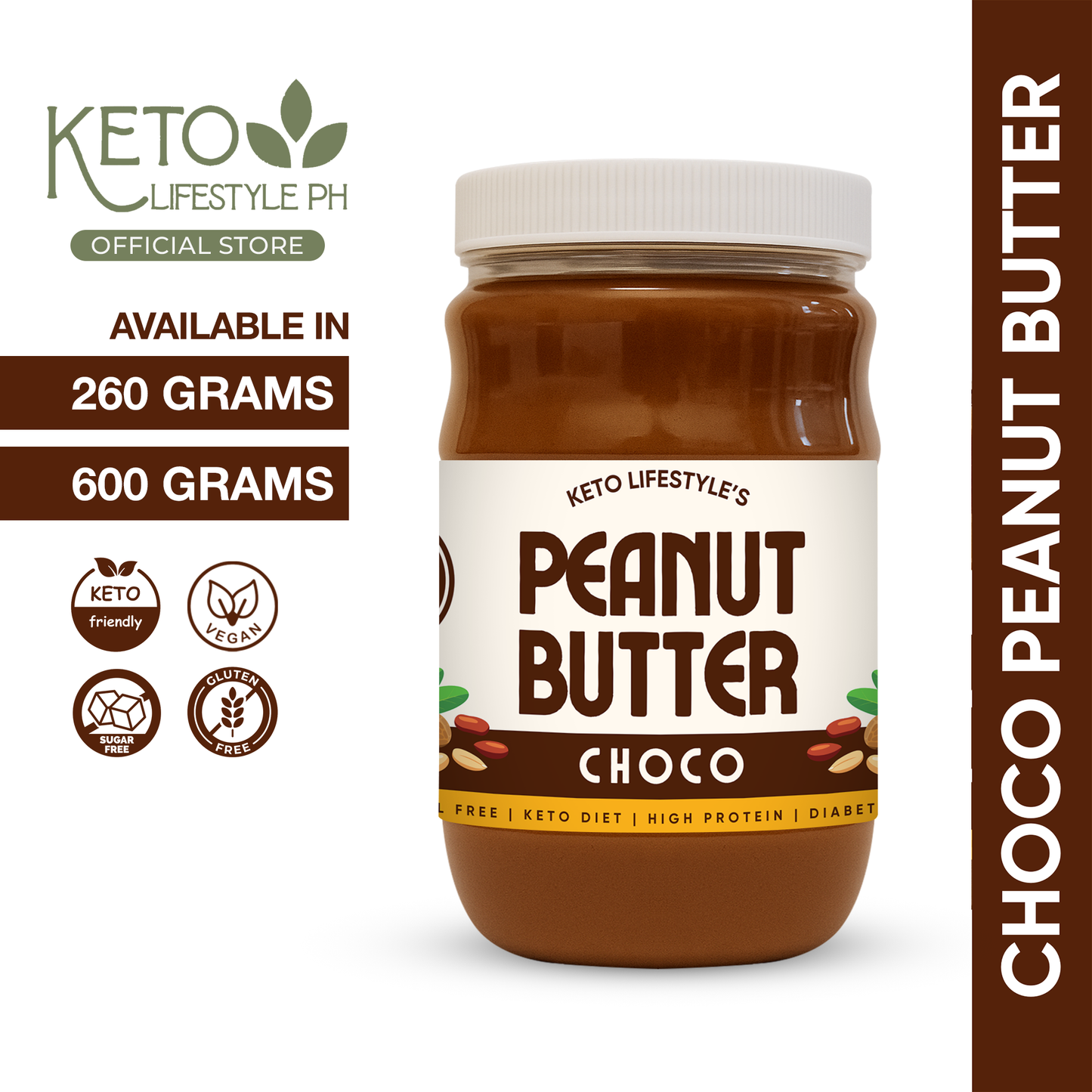 CHOCO Peanut Butter 260g/600g (SUGAR FREE/KETO APPROVED/DIABETIC FRIENDLY)