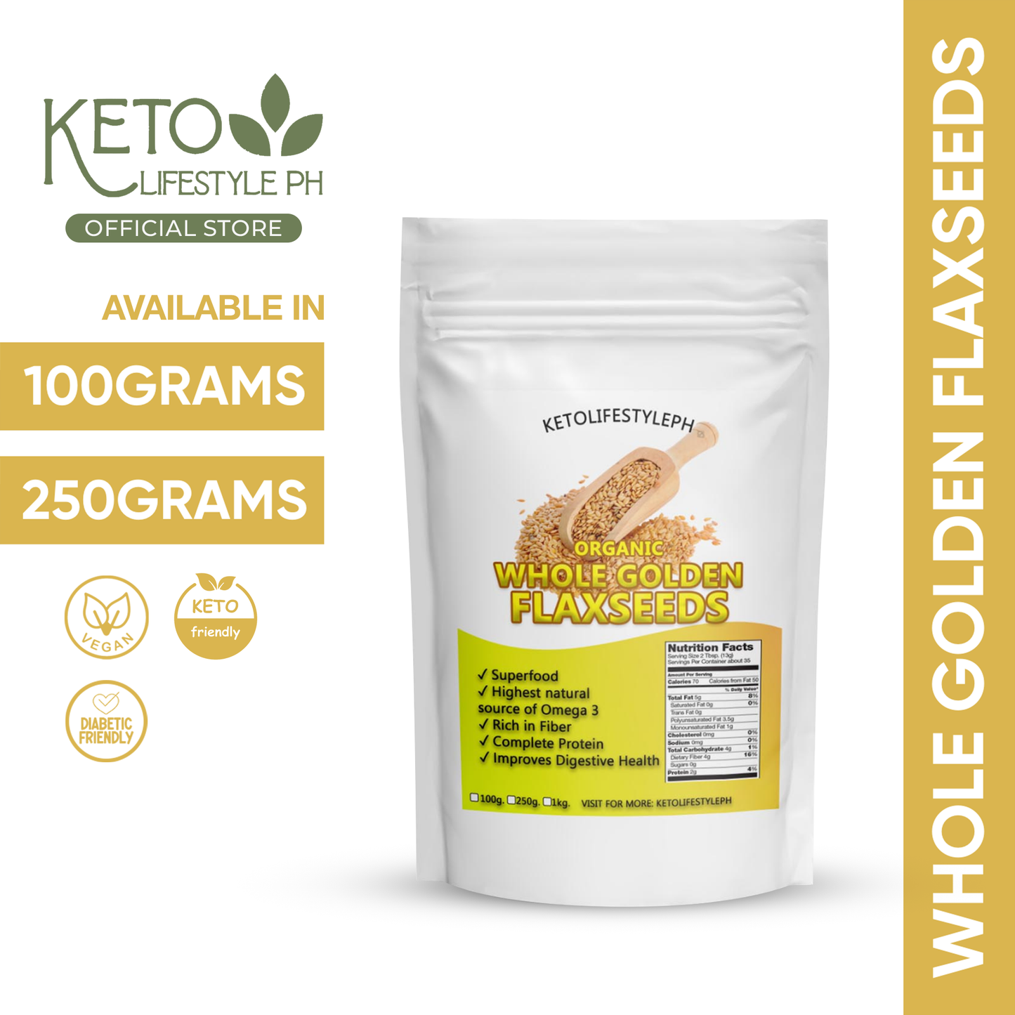 Golden Flaxseeds Meal l Whole (Gluten-Free/NON-GMO)