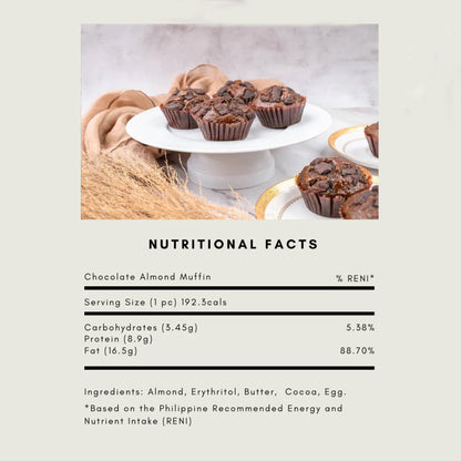 Almond Chocolate Muffins 4pcs (Low-carb/Gluten-Free)