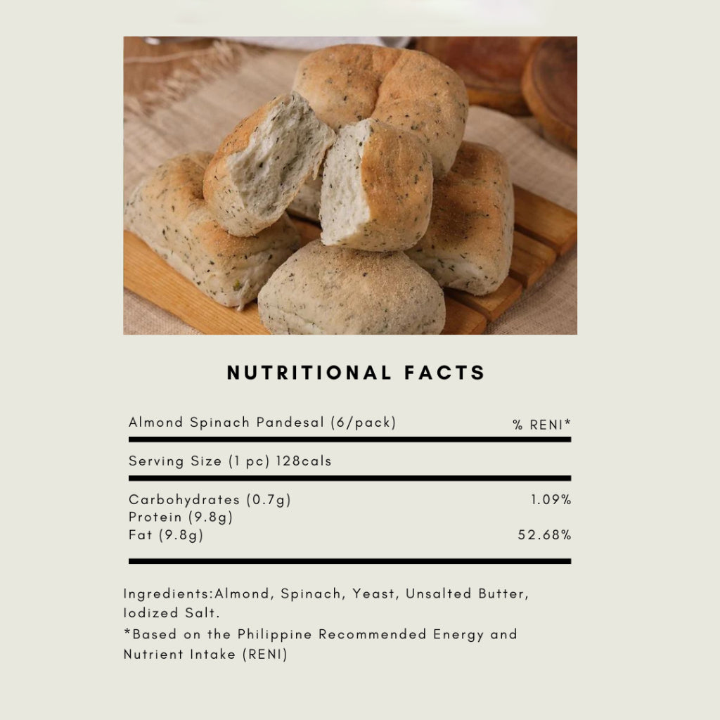 Almond Spinach Pandesal 6pcs (SUGAR-FREE/GLUTEN-FREE/LOW-CARB)